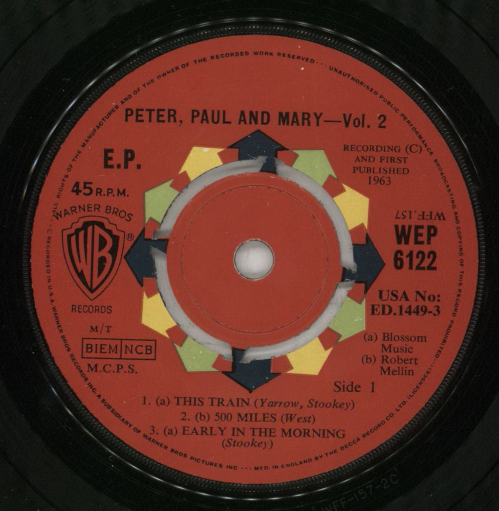 Peter Paul & Mary Peter, Paul And Mary Vol 2 EP UK 7" vinyl single (7 inch record / 45) PPM07PE576632