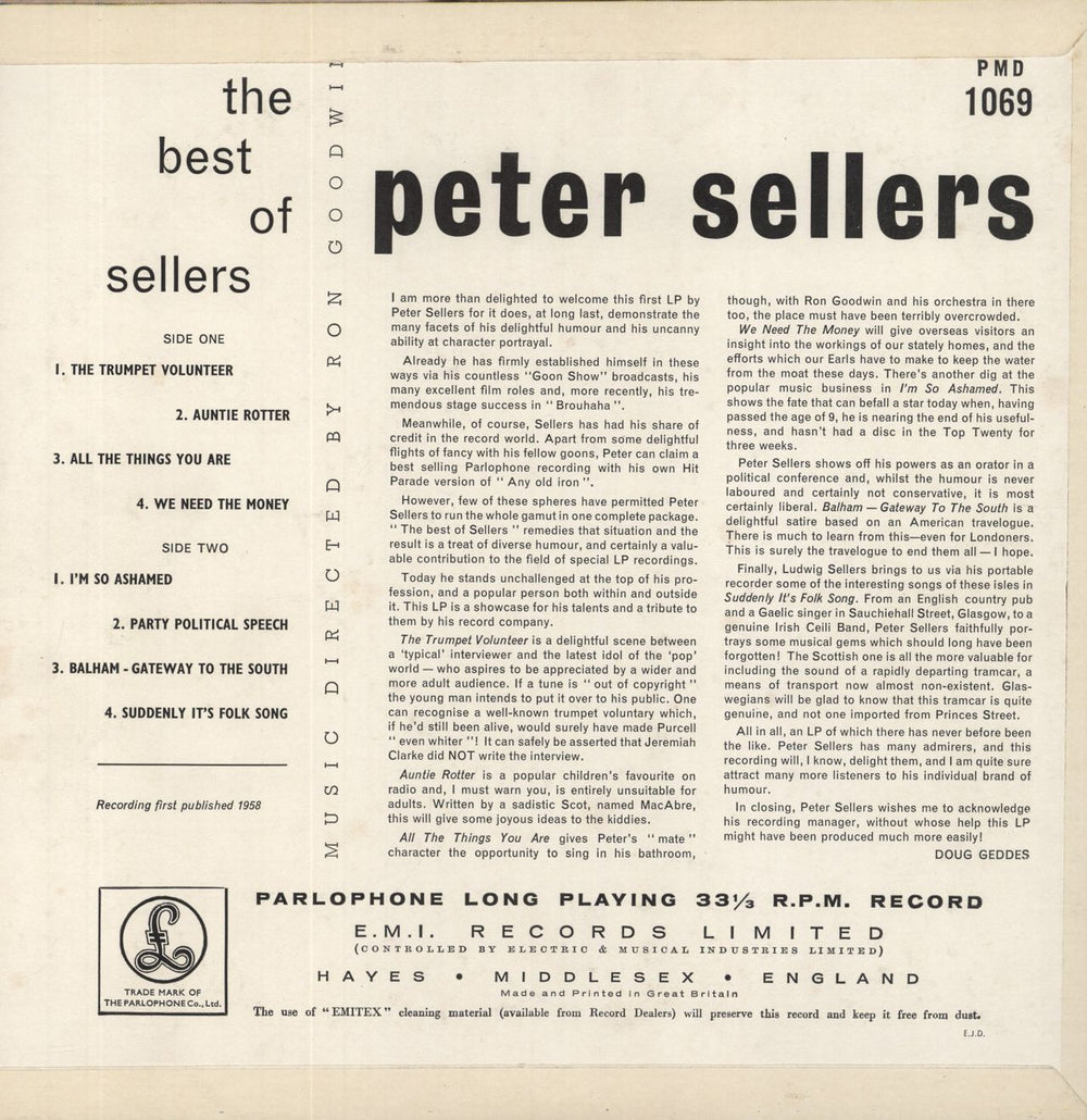 Peter Sellers The Best Of Sellers - 2nd - EX UK 10" vinyl single (10 inch record)