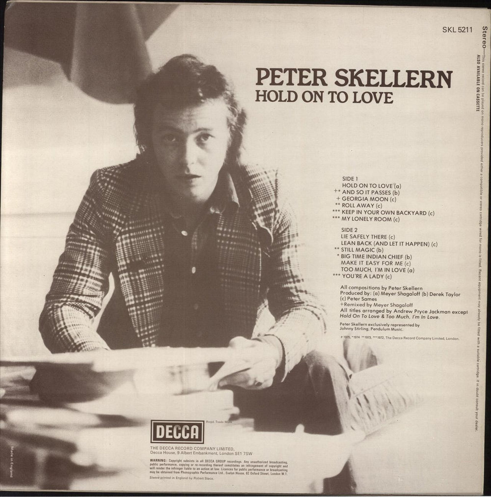 Peter Skellern Hold On To Love UK vinyl LP album (LP record)