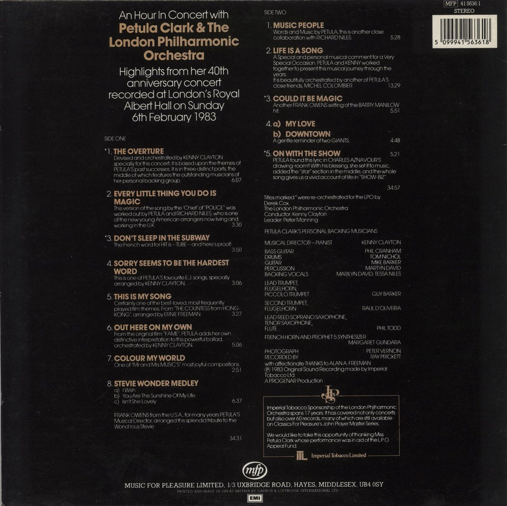 Petula Clark An Hour In Concert With Petula Clark & The London Philharmonic Orchestra UK vinyl LP album (LP record) 5099941563618