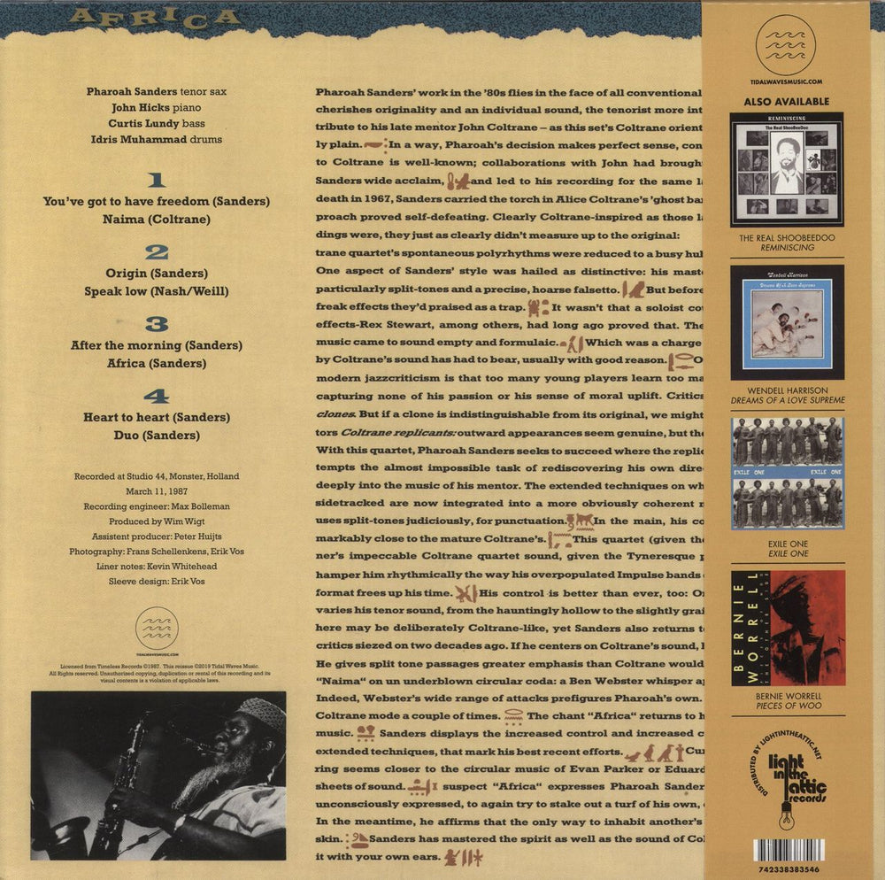 Pharoah Sanders Africa - 180gm US 2-LP vinyl record set (Double LP Album) 742338383546