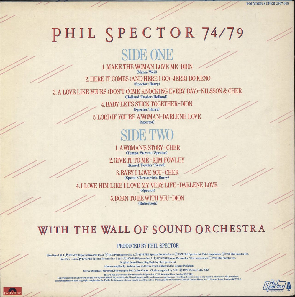 Phil Spector Phil Spector 74/79 UK vinyl LP album (LP record)