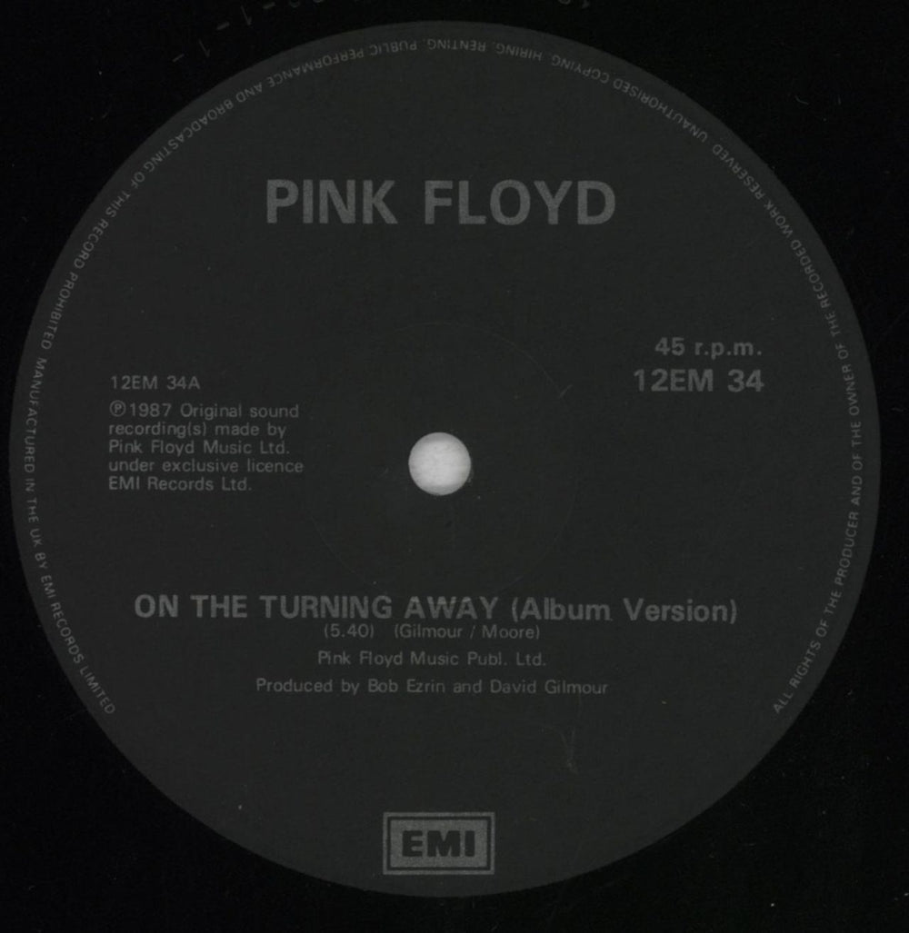 Pink Floyd On The Turning Away UK 12" vinyl single (12 inch record / Maxi-single) PIN12ON37167