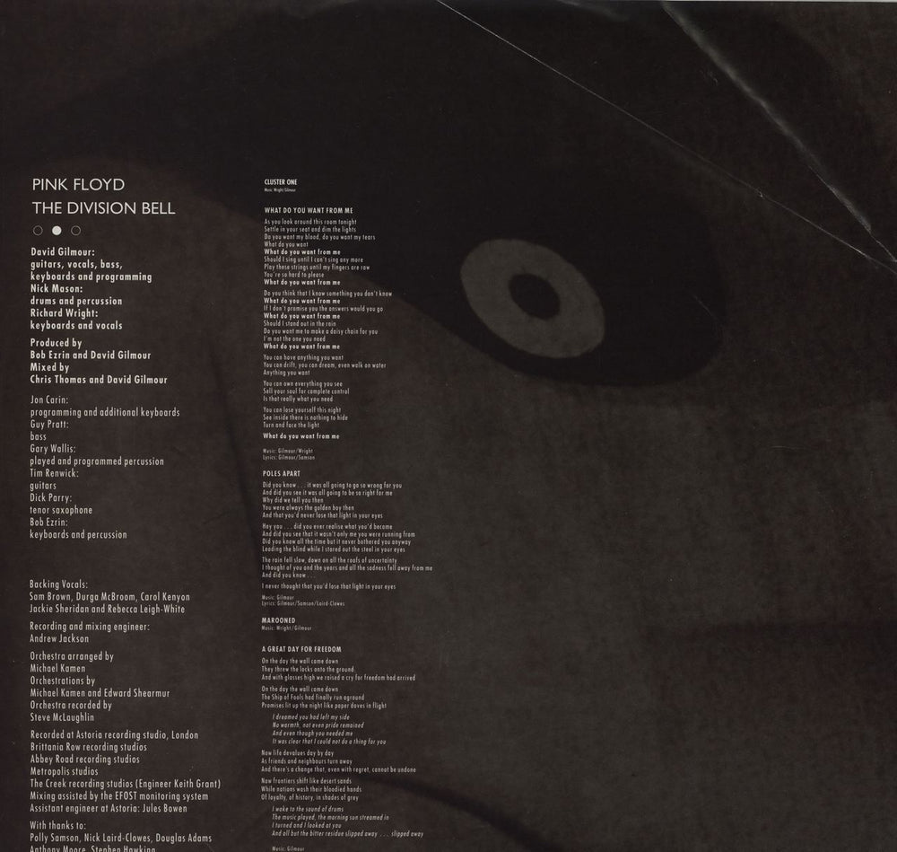 Pink Floyd The Division Bell - Aqua Blue Vinyl - EX US vinyl LP album (LP record) C64200