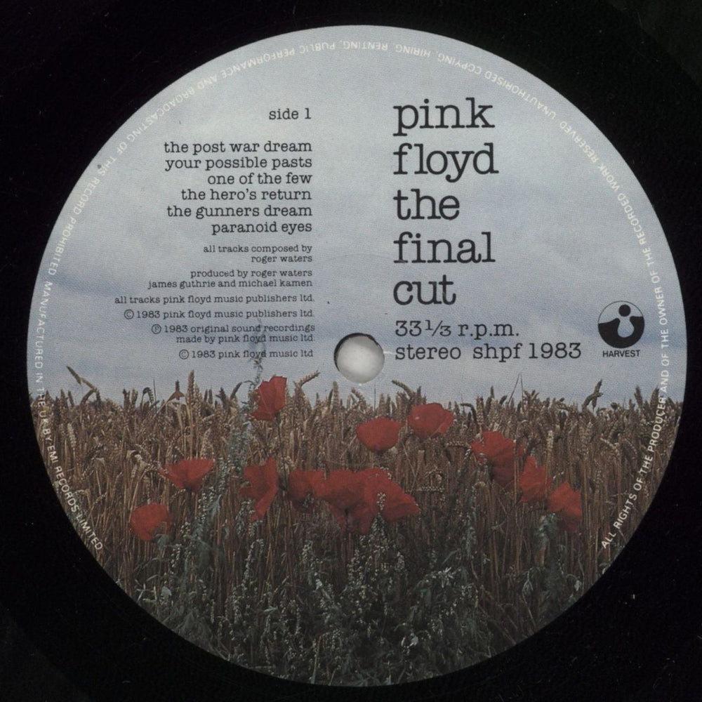 Pink Floyd The Final Cut - 1st + Factory Sample Sticker - EX UK vinyl LP album (LP record) PINLPTH878662