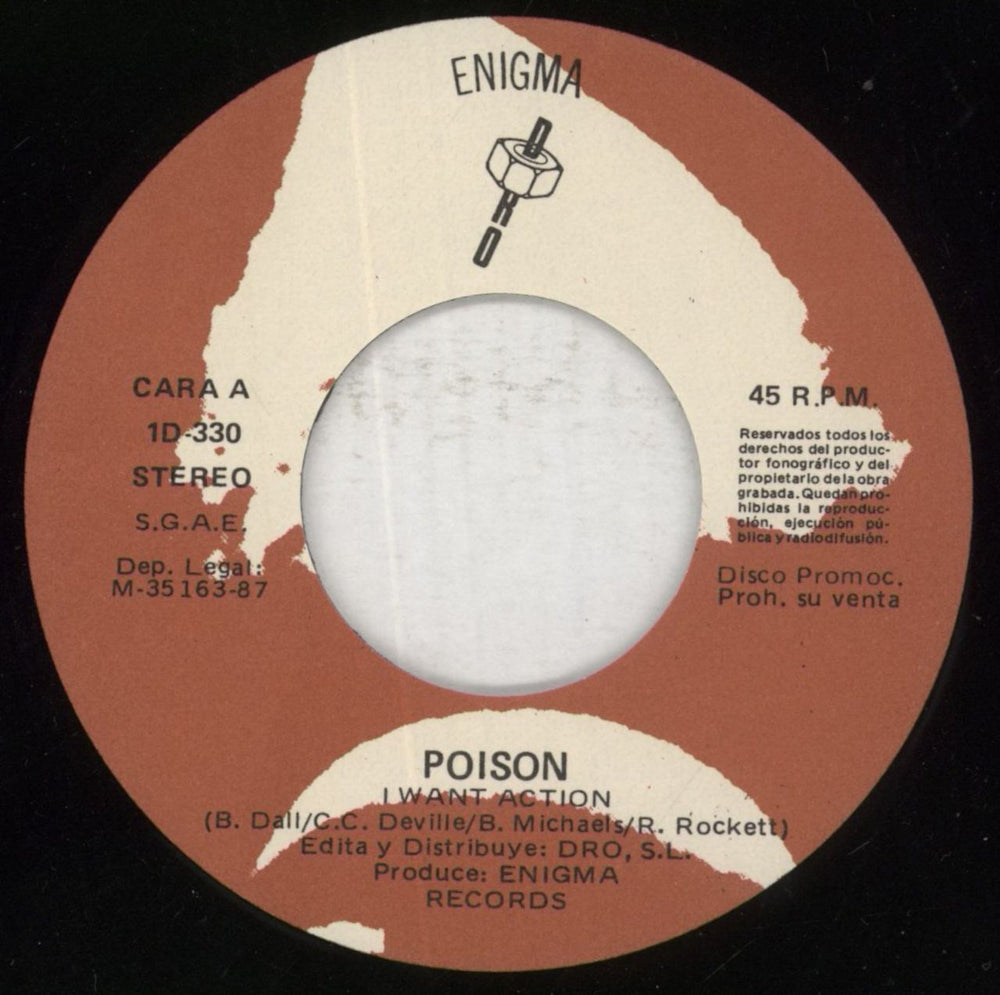 Poison I Want Action Spanish Promo 7" vinyl single (7 inch record / 45) POI07IW53178