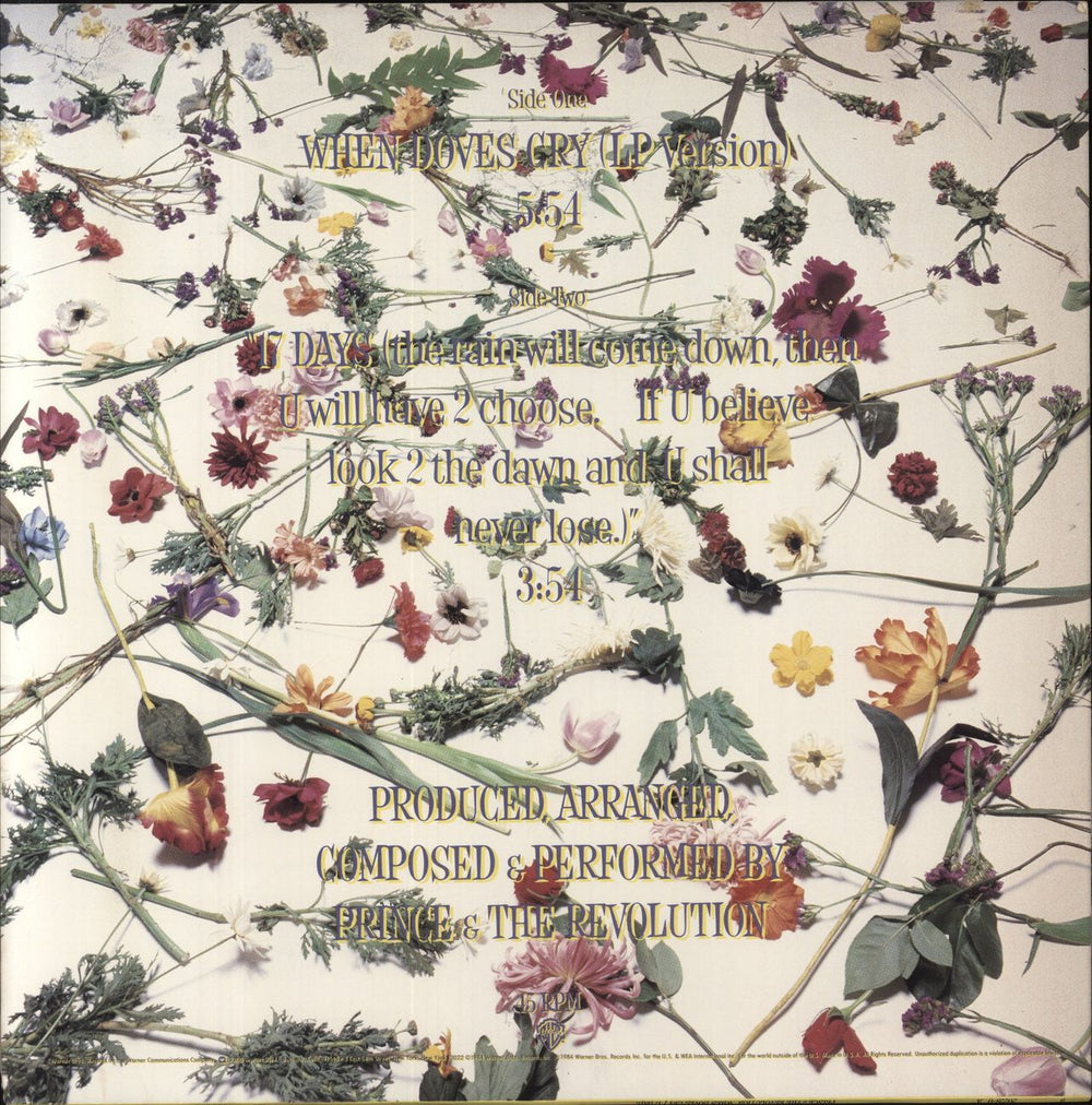 Prince When Doves Cry - EX US 12" vinyl single (12 inch record / Maxi-single) 075992022804