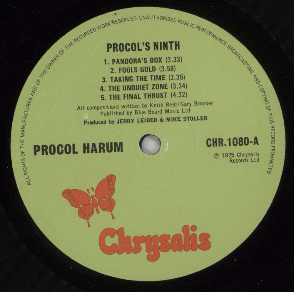 Procol Harum Procol's Ninth UK vinyl LP album (LP record) PRHLPPR211389