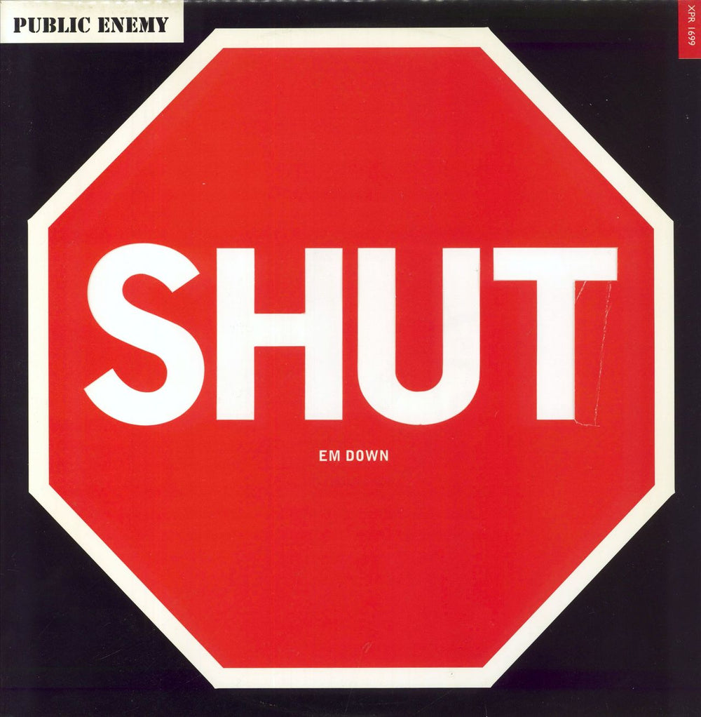 Public Enemy Shut Em Down - White Vinyl UK Promo 12" vinyl single (12 inch record / Maxi-single) XPR1699