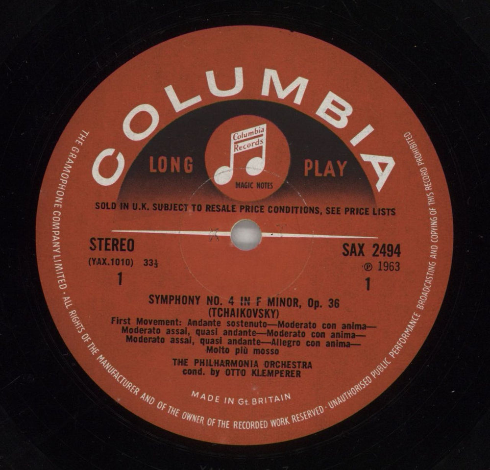 Pyotr Ilyich Tchaikovsky Symphony No.4 in F Minor, Op.36 - 2nd UK vinyl LP album (LP record) T3NLPSY865211