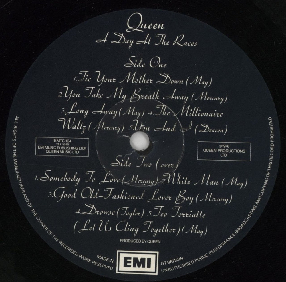 Queen A Day At The Races - 1st - VG/EX UK vinyl LP album (LP record) QUELPAD778076