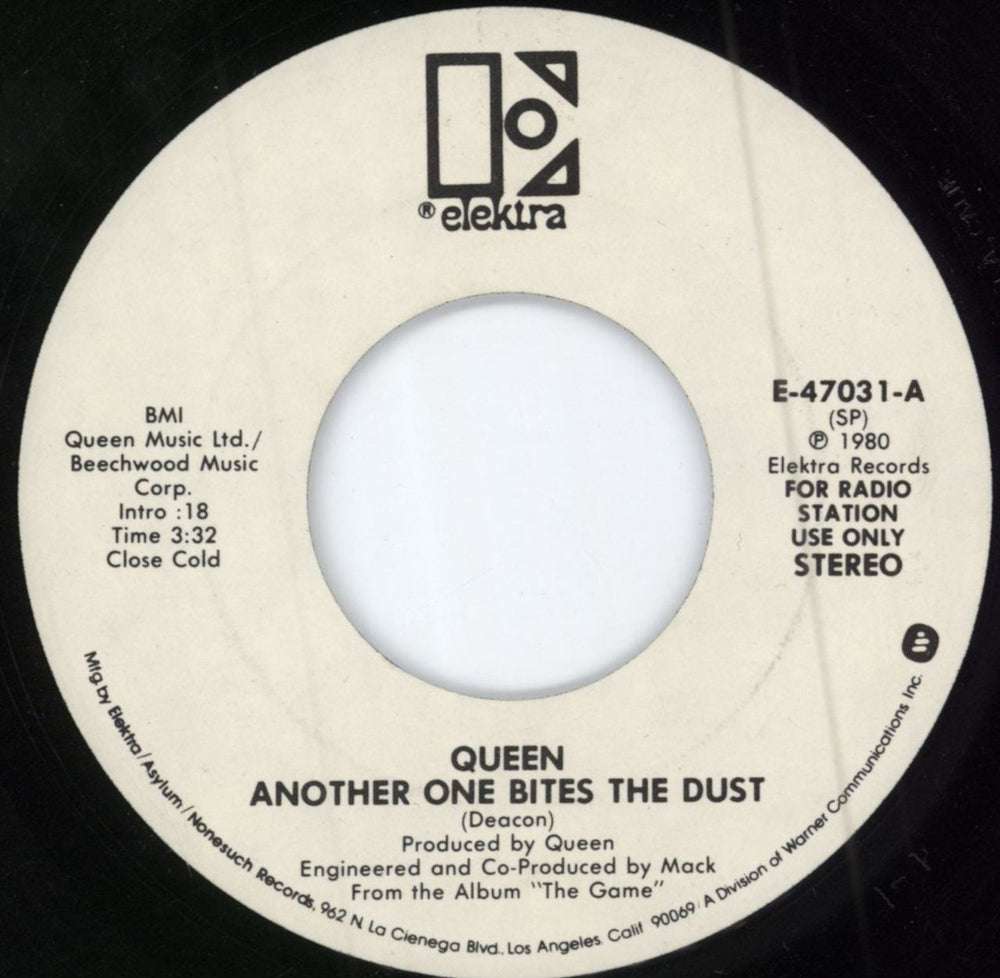 Queen Another One Bites The Dust - SP US Promo 7" vinyl single (7 inch record / 45) E-47031