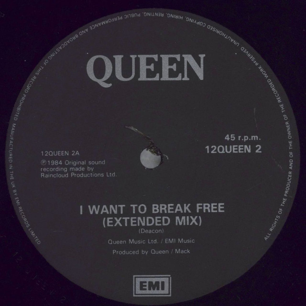 Queen I Want To Break Free - White Bordered Group Picture Sleeve UK 12" vinyl single (12 inch record / Maxi-single) QUE12IW825184