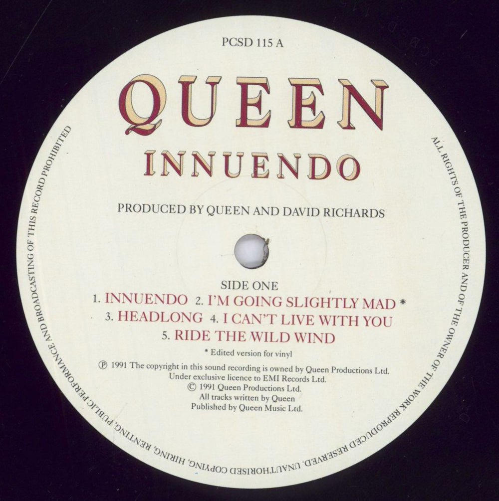 Queen Innuendo - EX UK vinyl LP album (LP record) QUELPIN820664