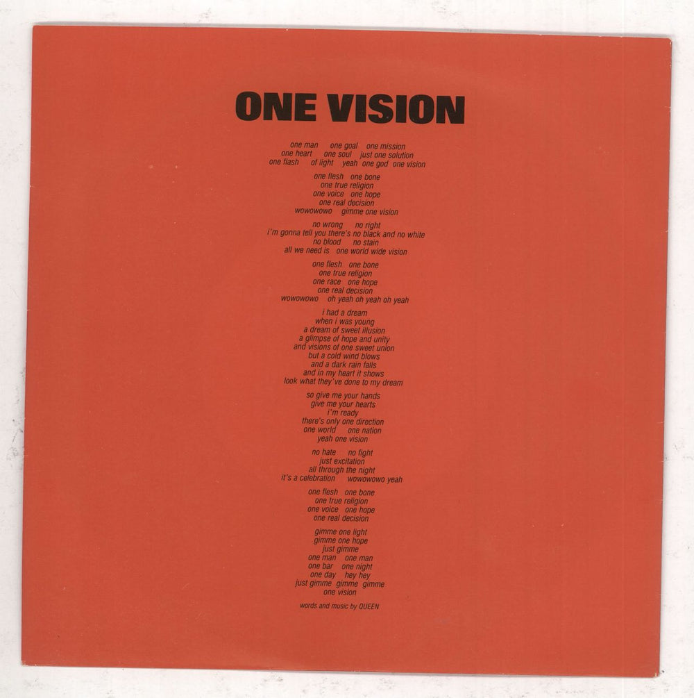 Queen One Vision - Double Sleeve - EX UK 7" vinyl single (7 inch record / 45)