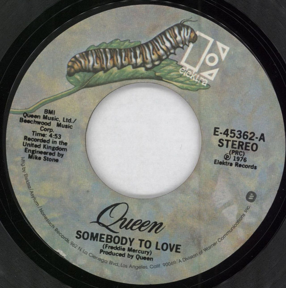 Queen Somebody To Love - Caterpillar - PRC (A) US 7" vinyl single (7 inch record / 45) E-45362