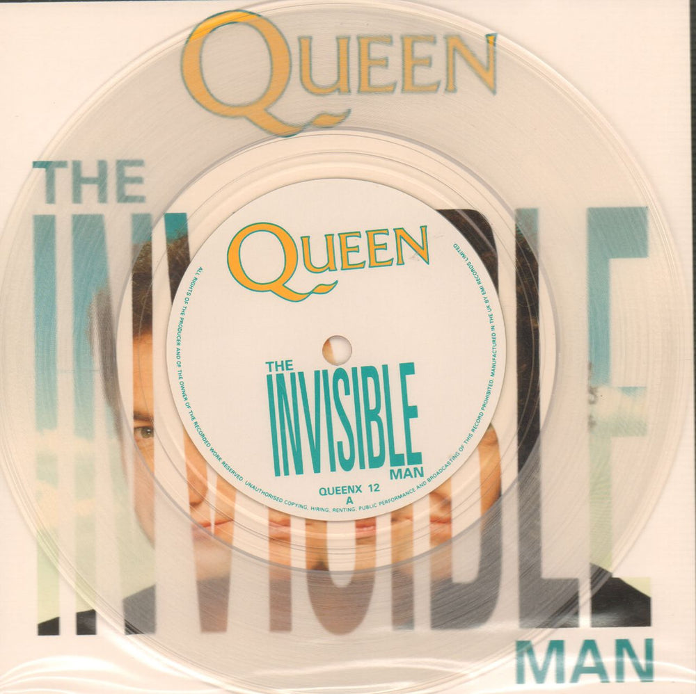 Queen The Invisible Man - Clear Vinyl + Insert UK 7" vinyl single (7 inch record / 45) QUEENX12