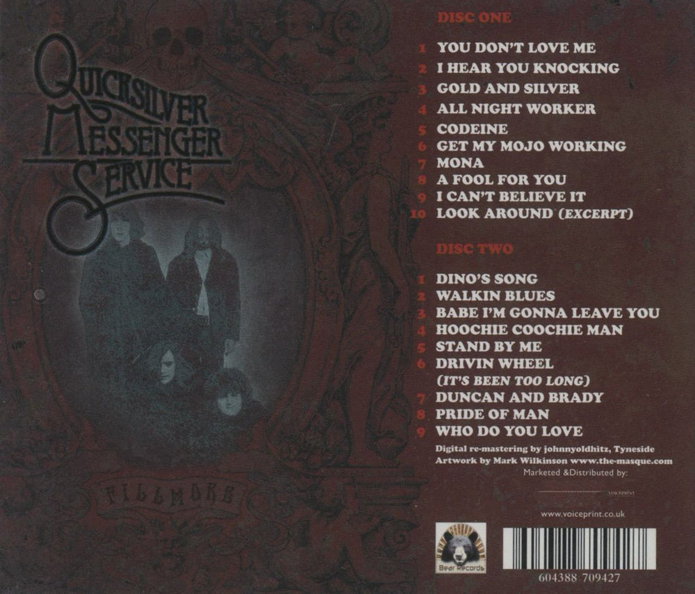 Quicksilver Messenger Service Live At The Filmore Auditorium, San Francisco, 4th February 1967 UK 2 CD album set (Double CD) 604388709427