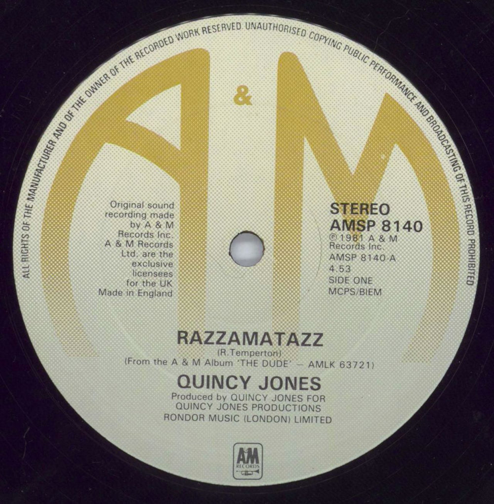 Quincy Jones Razzamatazz - Hype Sticker UK 12" vinyl single (12 inch record / Maxi-single) QUJ12RA820316