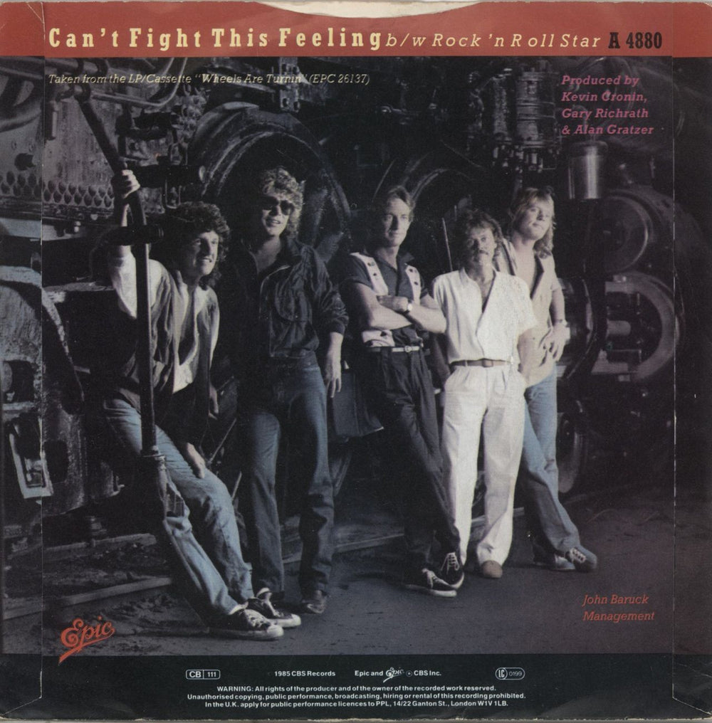 R.E.O. Speedwagon Can't Fight This Feeling - P/S UK 7" vinyl single (7 inch record / 45)