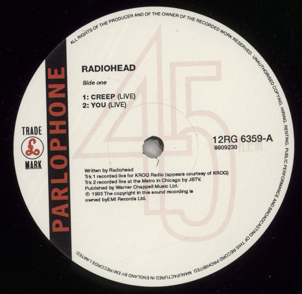 Radiohead Creep - Gatefold sleeve UK 12" vinyl single (12 inch record / Maxi-single) R-H12CR64847