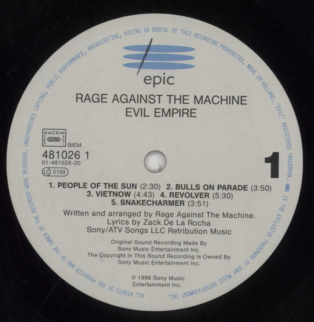 Rage Against The Machine Evil Empire Dutch vinyl LP album (LP record) RAGLPEV553457