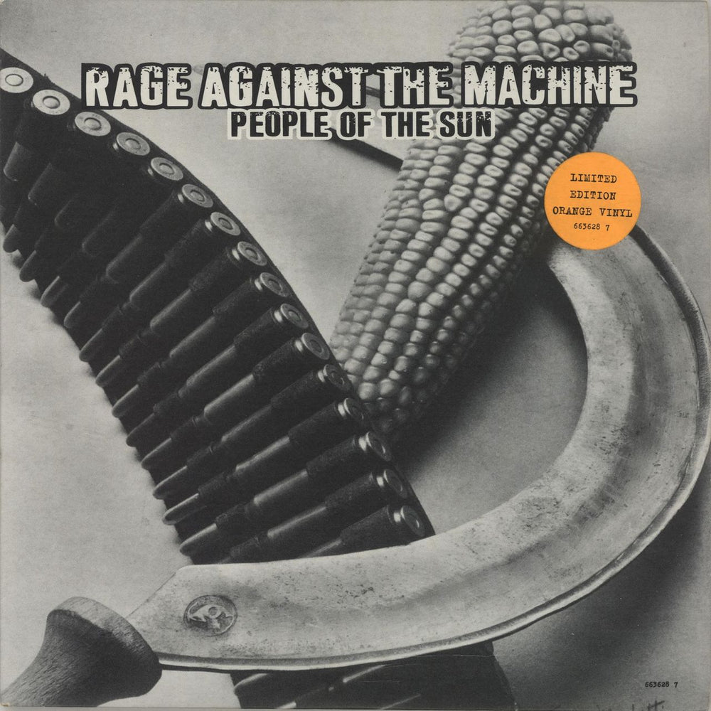 Rage Against The Machine People Of The Sun - Orange vinyl UK 7" vinyl single (7 inch record / 45) 6636287