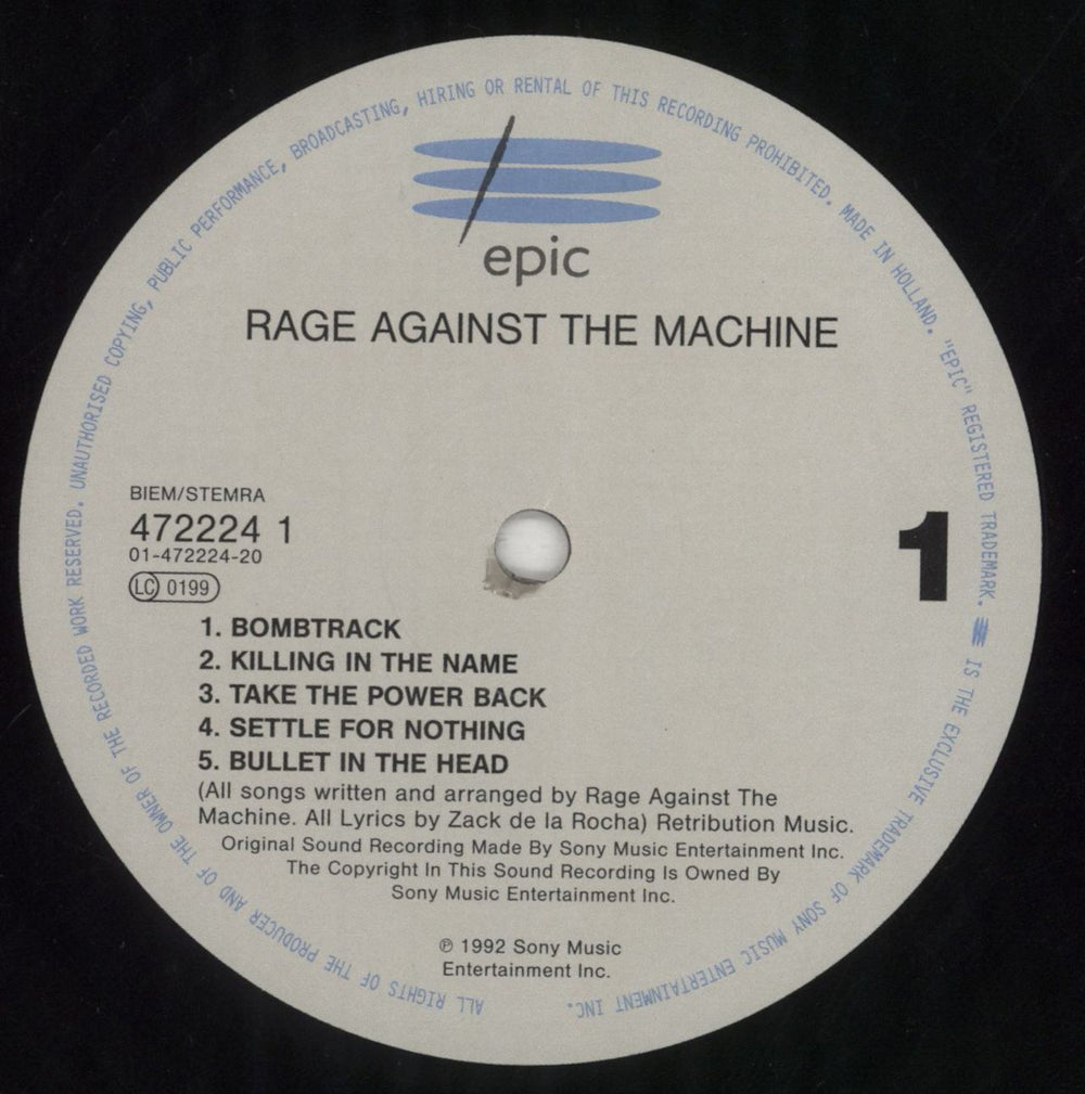 Rage Against The Machine Rage Against The Machine - Hype Stickered - EX Dutch vinyl LP album (LP record) RAGLPRA850283