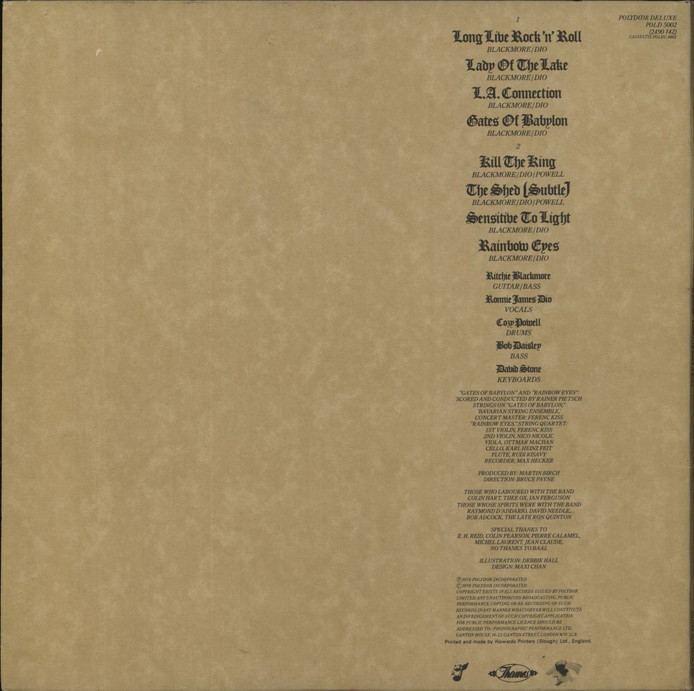 Rainbow Long Live Rock 'N' Roll - 1st + Insert - EX UK vinyl LP album (LP record)