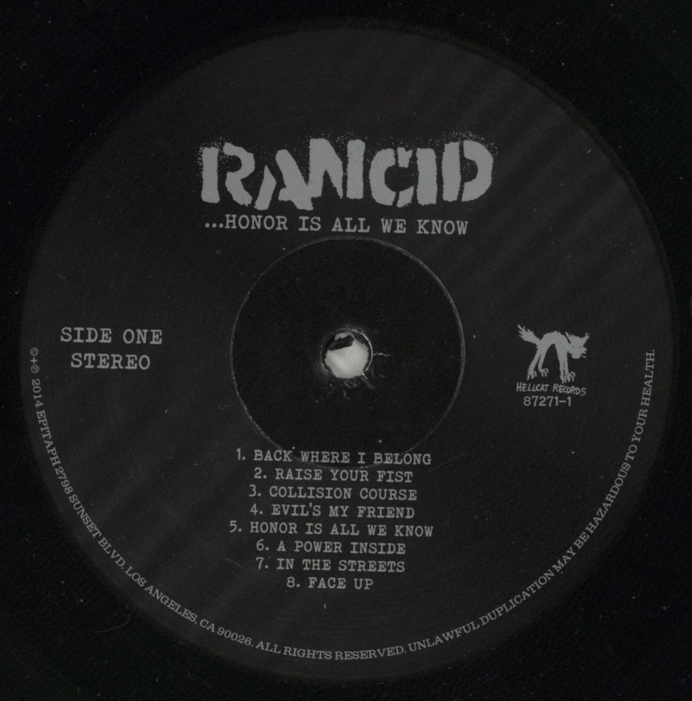 Rancid Honor Is All We Need US vinyl LP album (LP record) RCDLPHO866658