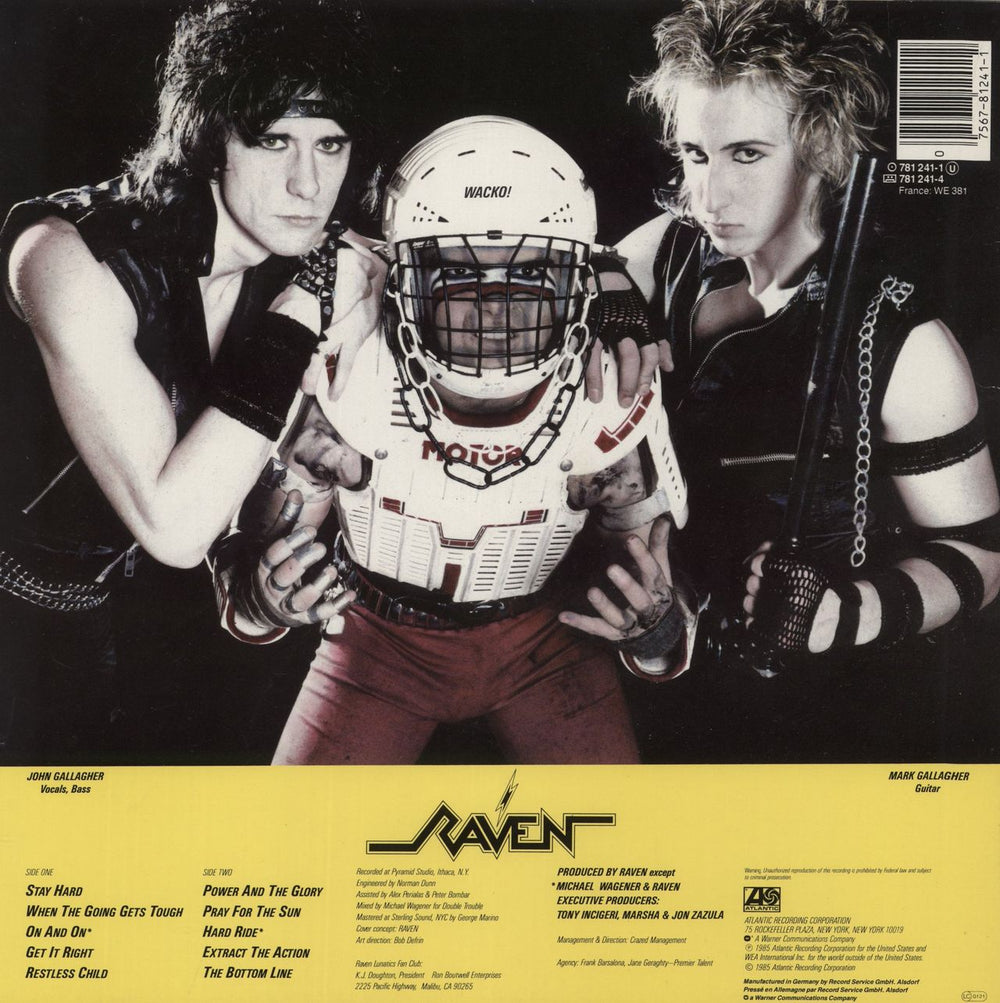 Raven Stay Hard German vinyl LP album (LP record) 075678124112