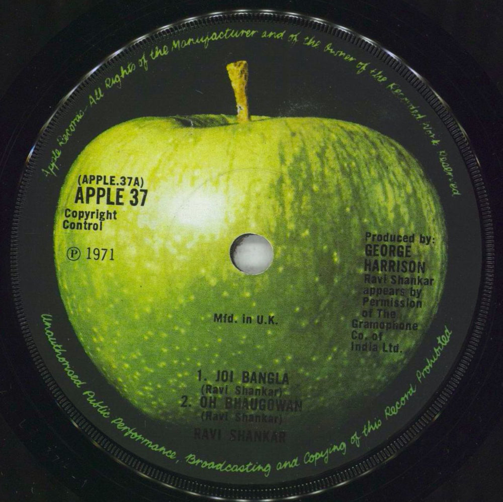 Ravi Shankar Joi Bangla - p/s - VG UK 7" vinyl single (7 inch record / 45) RVK07JO665874