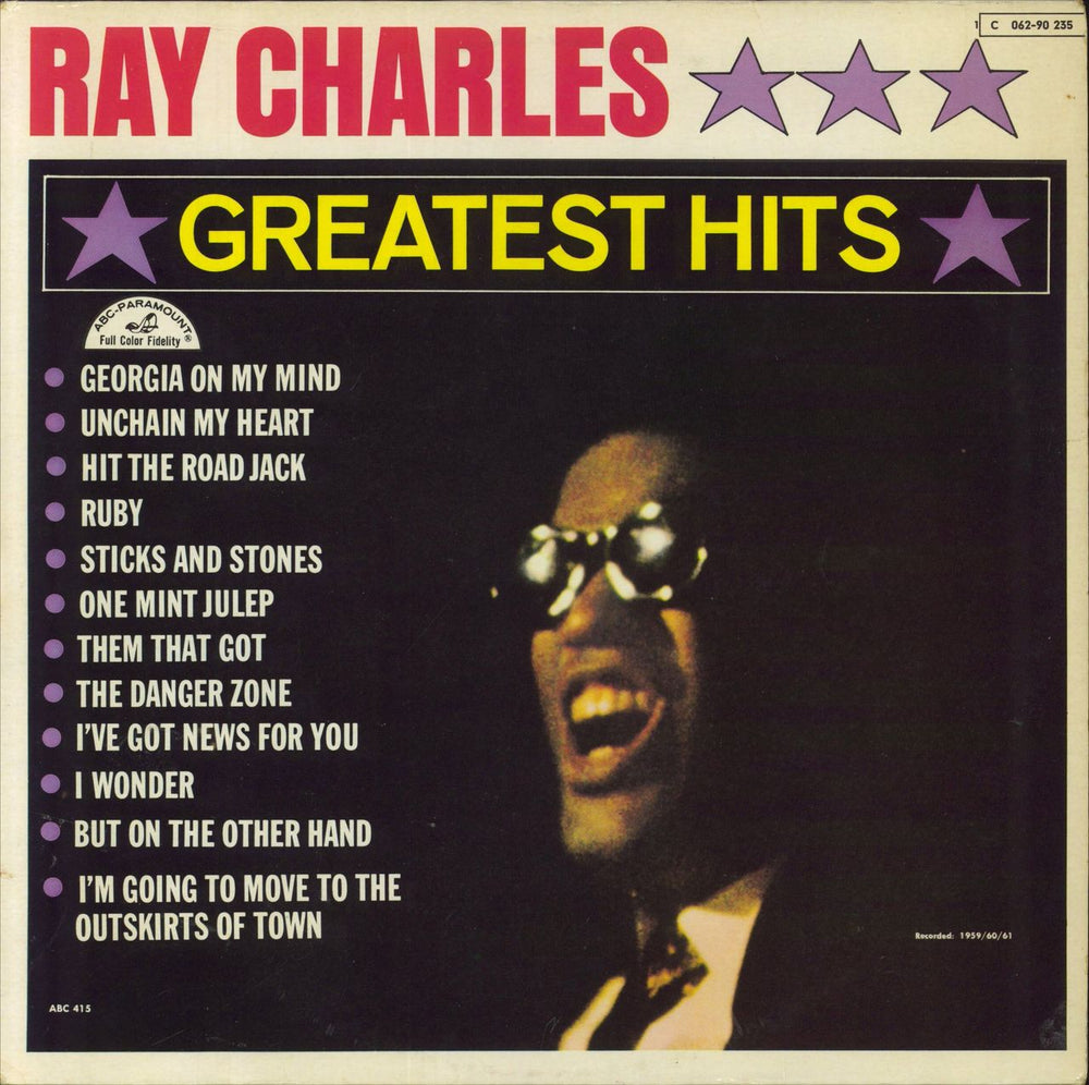 Ray Charles Greatest Hits German vinyl LP album (LP record) 1C062-90235