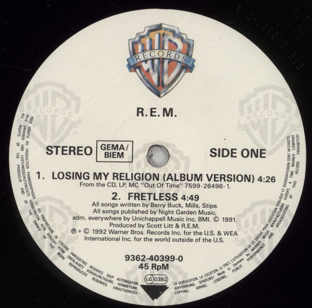 REM Losing My Religion German 12" vinyl single (12 inch record / Maxi-single) REM12LO291897