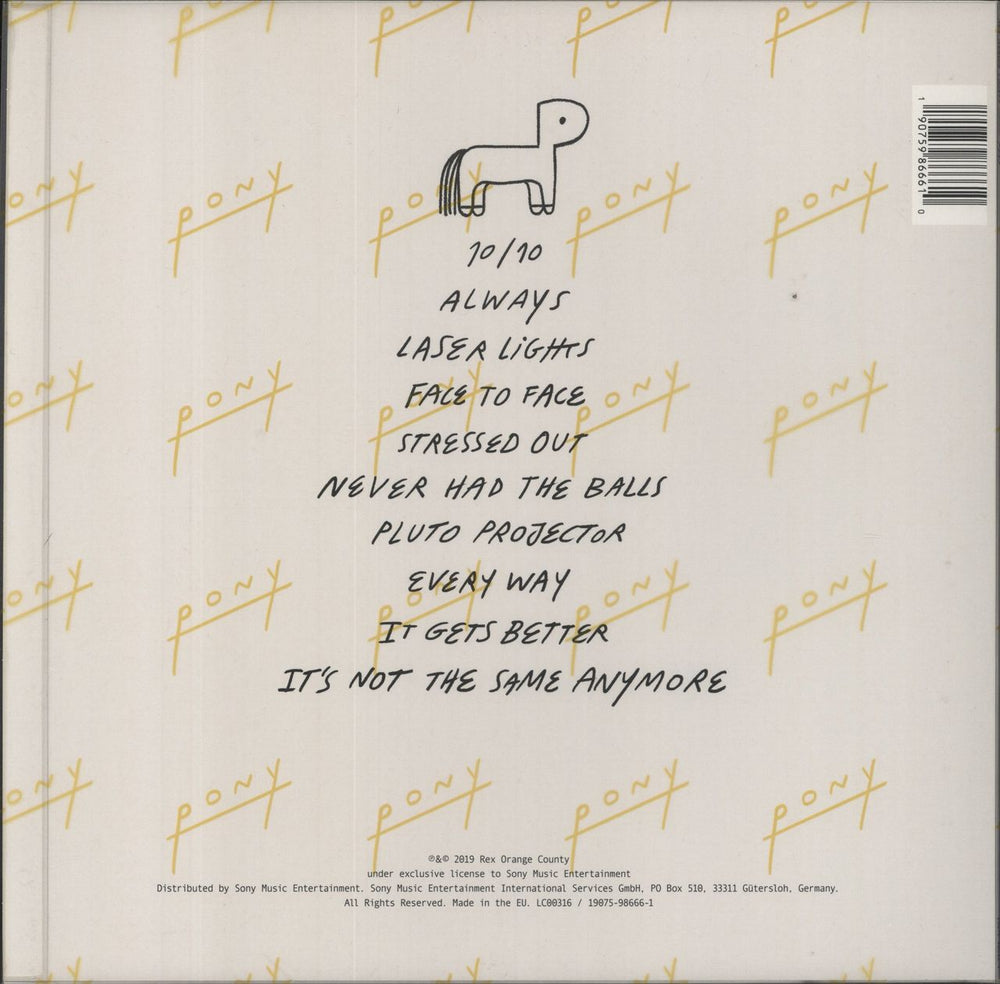 Rex Orange County Pony UK vinyl LP album (LP record) 190759866610