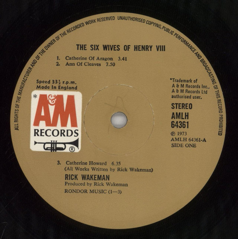 Rick Wakeman The Six Wives Of Henry VIII - 1st - Red UK vinyl LP album (LP record) RKWLPTH662588