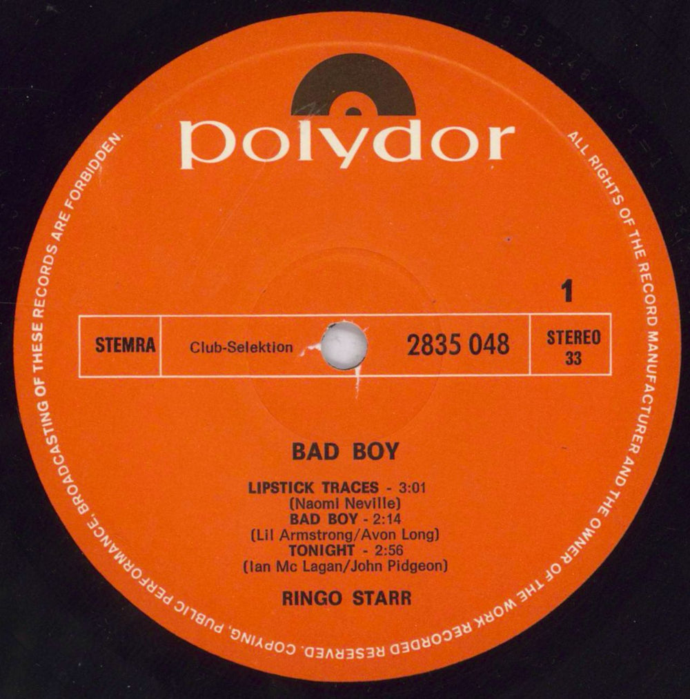 Ringo Starr Bad Boy German 7" vinyl single (7 inch record / 45) RIN07BA832588