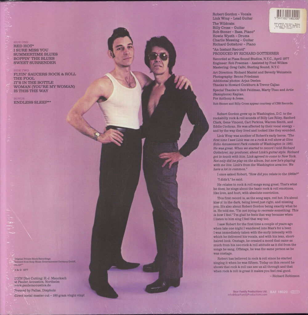 Robert Gordon Robert Gordon With Link Wray - 180gm Vinyl - Shrink German vinyl LP album (LP record) 5397102180200