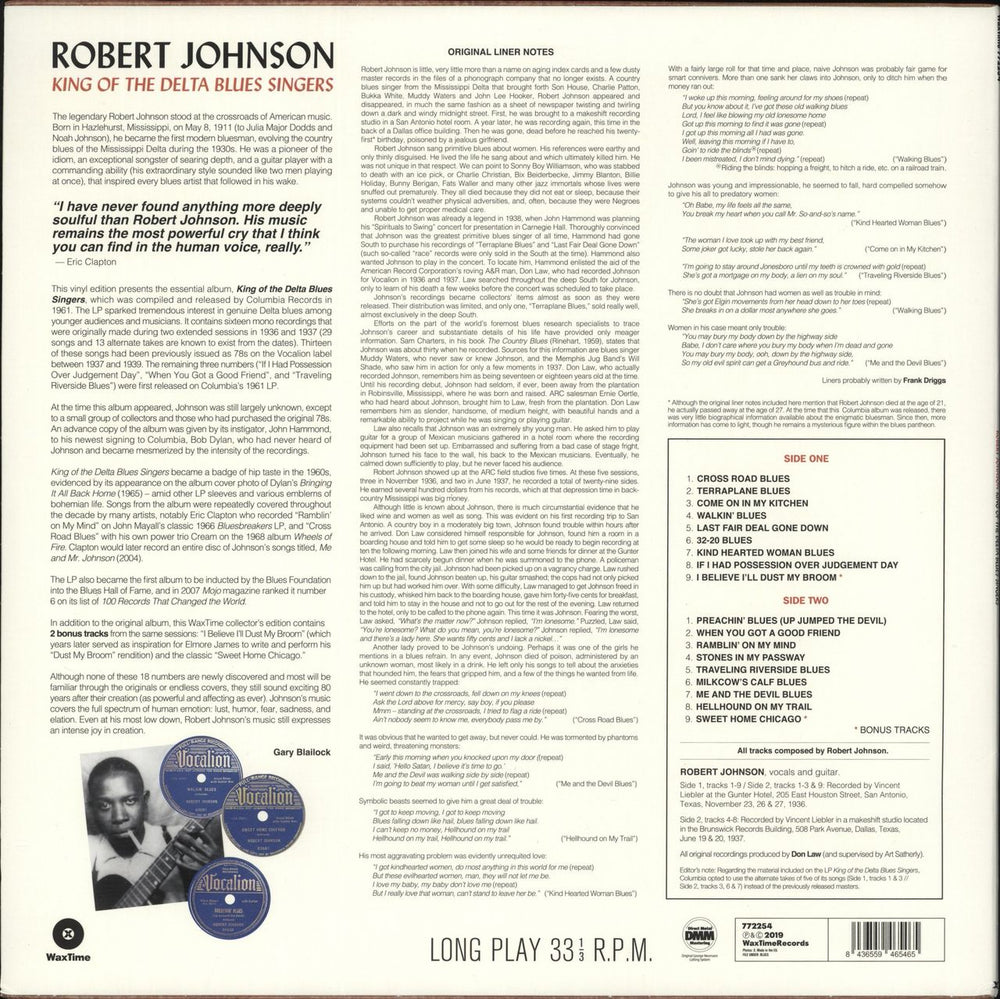 Robert Johnson (30s) King Of The Delta Blues Singers - 180gm UK vinyl LP album (LP record) 8436559465465