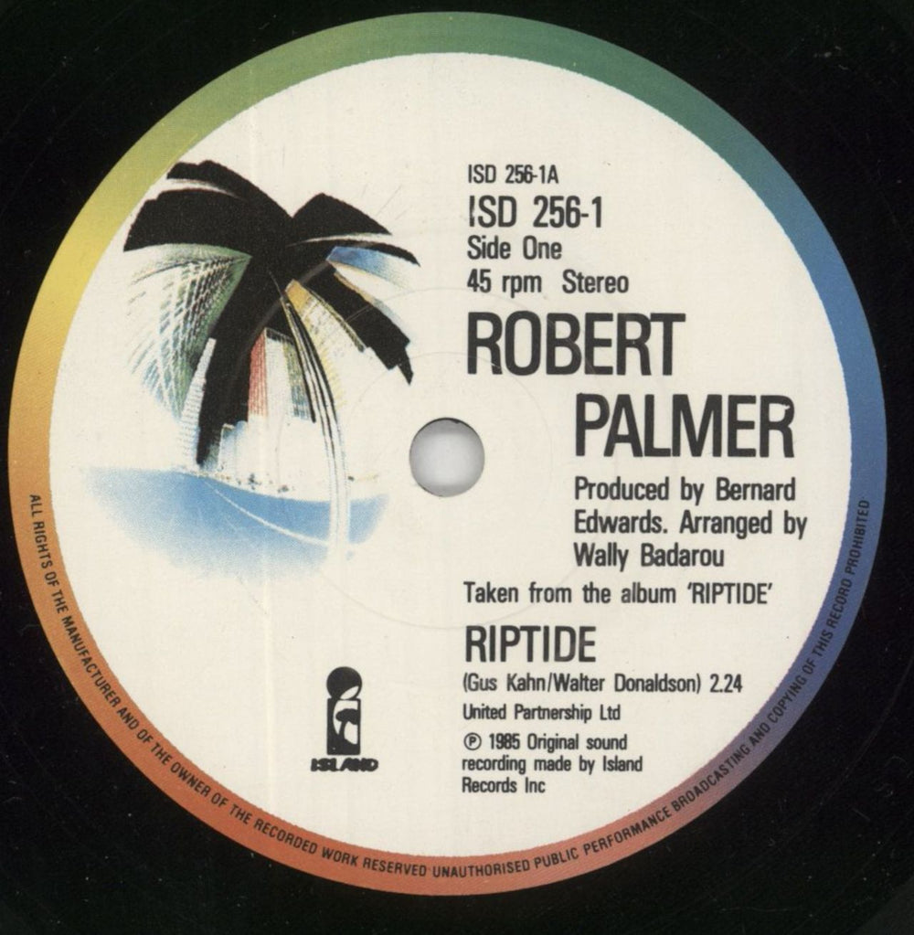 Robert Palmer Riptide UK 7" vinyl single (7 inch record / 45) PLM07RI568825