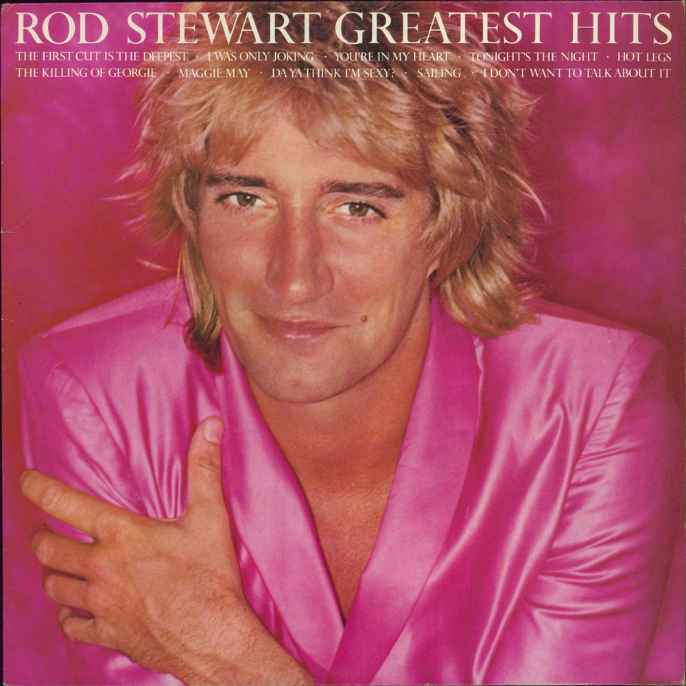 Rod Stewart Greatest Hits + merch insert UK vinyl LP album (LP record) RODTV1