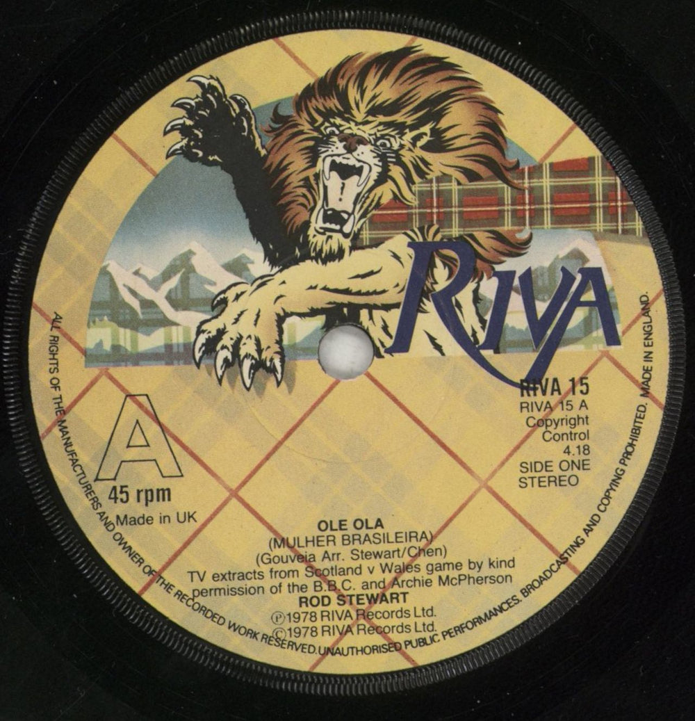 Rod Stewart Ole Ola - Solid Centre - Picture Sleeve UK 7" vinyl single (7 inch record / 45) ROD07OL719132