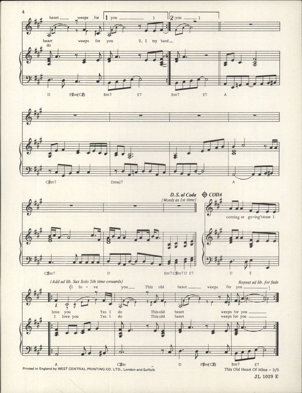 Rod Stewart This Old Heart Of Mine UK sheet music