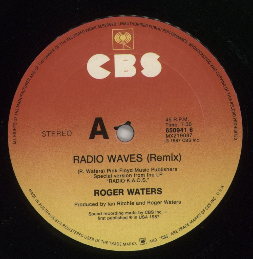 Roger Waters Radio Waves Australian 12" vinyl single (12 inch record / Maxi-single) RWA12RA871913