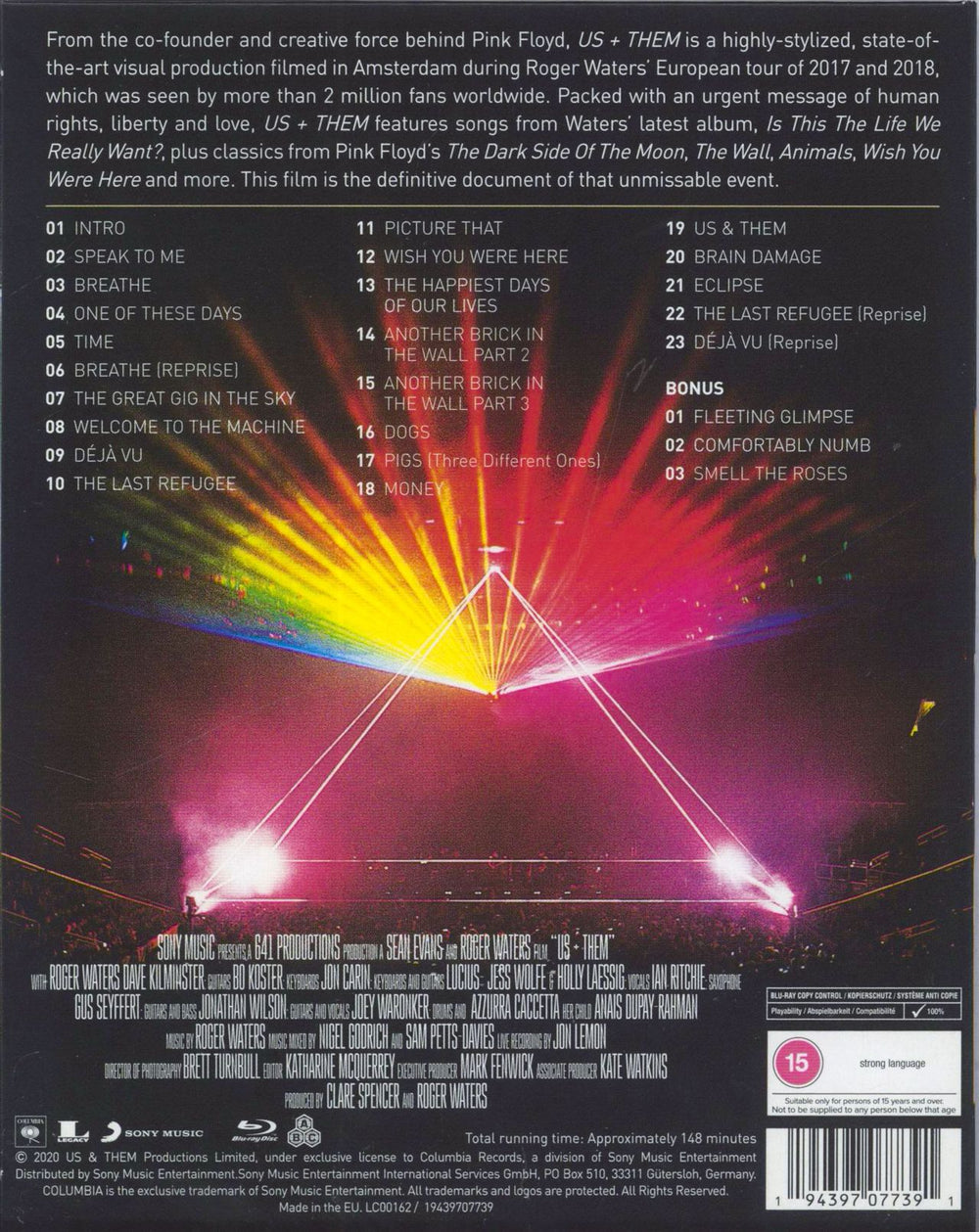Roger Waters Us + Them UK Blu Ray DVD