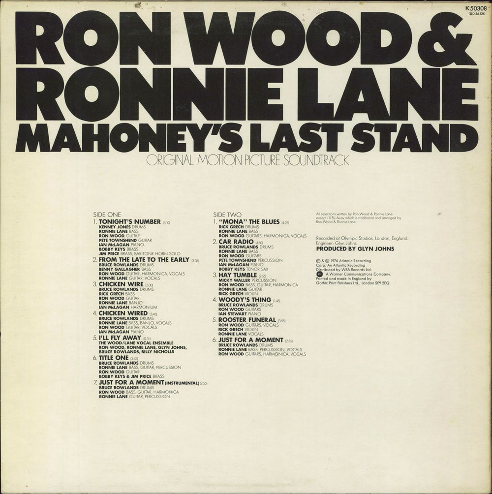 Ronnie Wood Mahoney's Last Stand UK vinyl LP album (LP record)