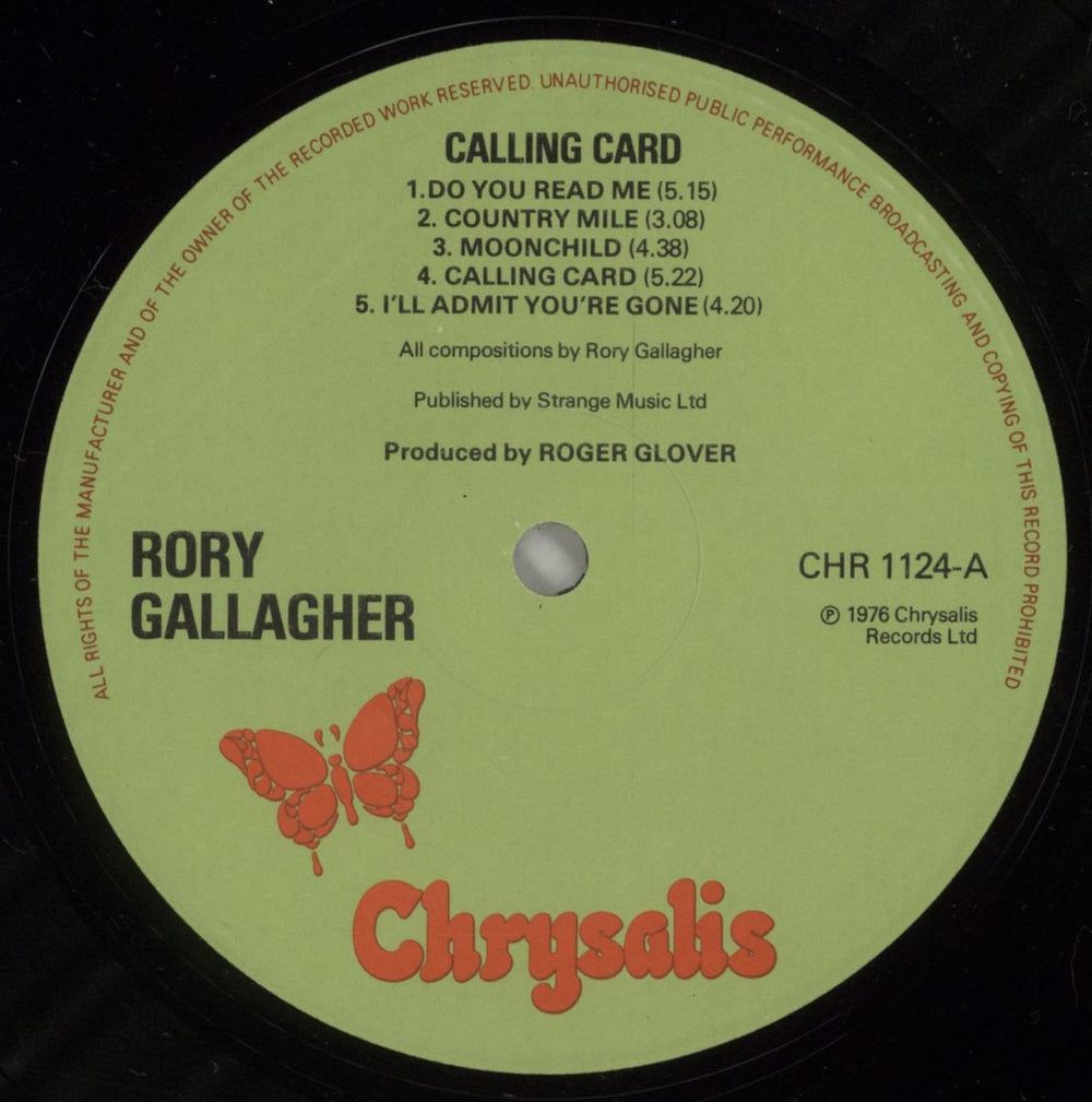 Rory Gallagher Calling Card - EX UK vinyl LP album (LP record) RORLPCA768755