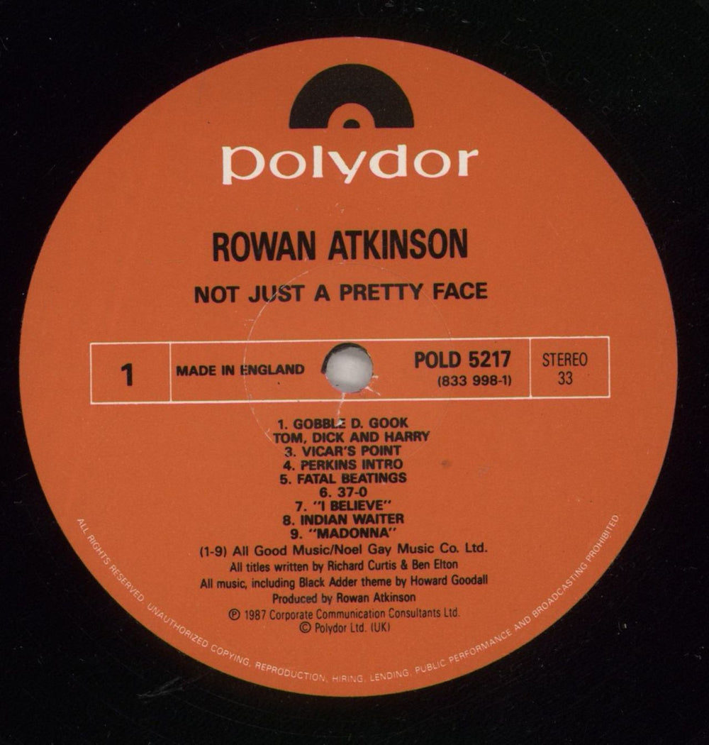 Rowan Atkinson Not Just A Pretty Face UK vinyl LP album (LP record) ROWLPNO294134