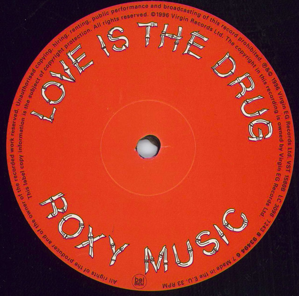 Roxy Music Love Is The Drug - Promo Stickered UK Promo 12" vinyl single (12 inch record / Maxi-single) RXY12LO781429