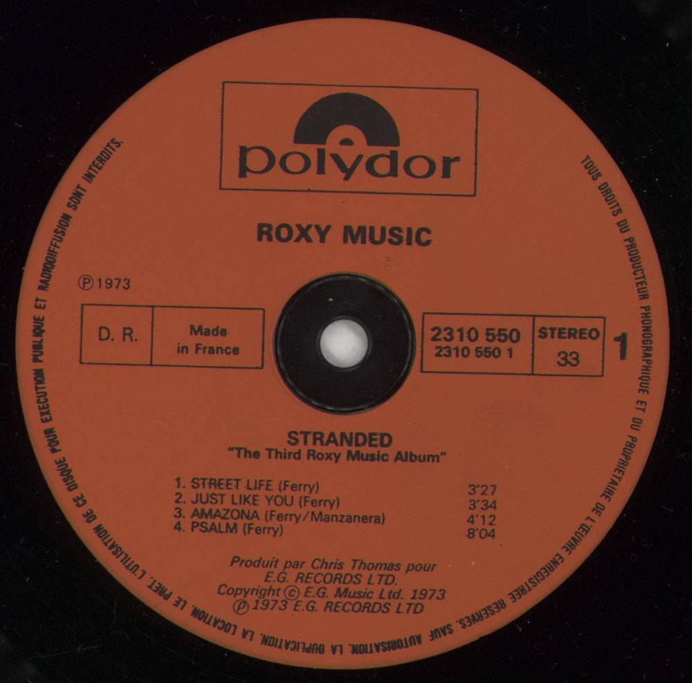 Roxy Music Stranded French vinyl LP album (LP record) RXYLPST871870
